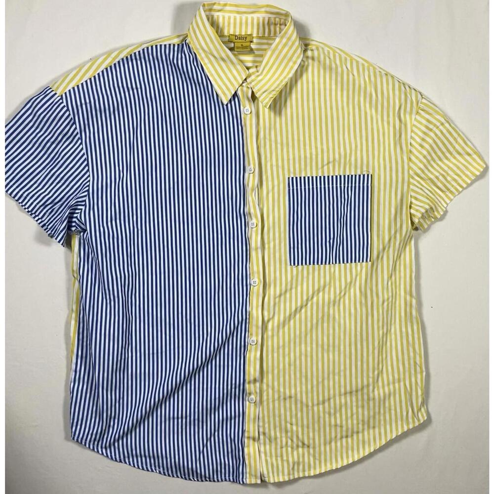 Daisy Short Sleeve Button Up Colorful Striped Shirt XL Sweater L Hoodie M Lot - Picture 2 of 16